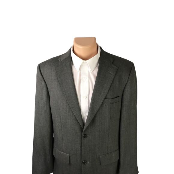 Haggar Black Label Suit Jacket Two Button Size 42L Windowpane Gray - Picture 3 of 12